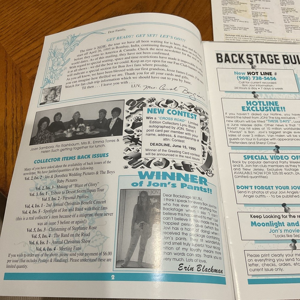 Backstage With Jon Bon Jovi Volume 7 Issues 1-4 Year 1995