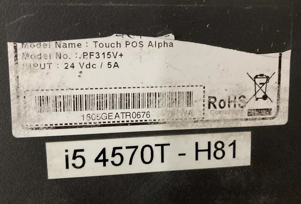 ECLIPSE TOUCH POS ALPHA PF315V+ FLAT POS SYSTEM INTEL i5 WIN10 128SSD 4GB RAM