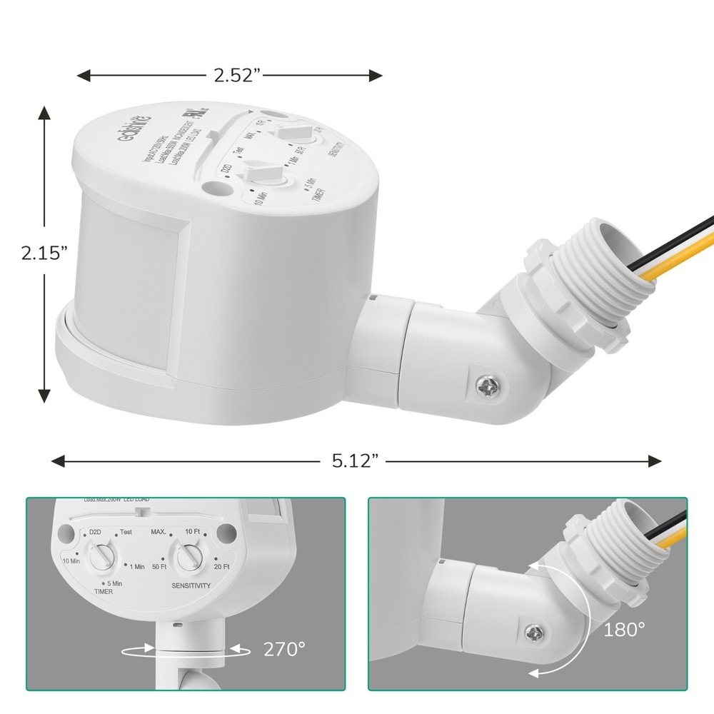 EDISHINE Motion Sensor, Automatic Dusk to Dawn, 180 Degree Replacement