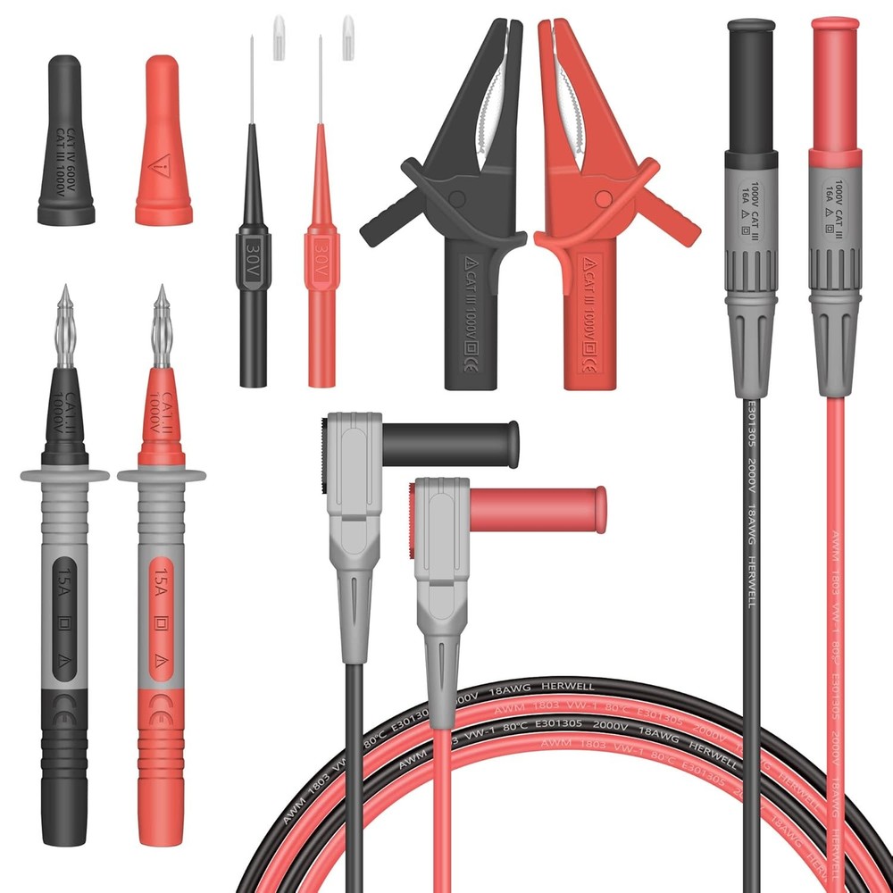 Test Leads Set HANDSKIT Double Insulated Electrical Multimeter Test Lead Kit, Te