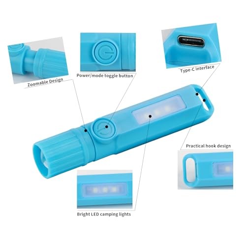 Pack Rechargeable Flashlights USB C Mini LED Flashlights, Camping Lantern 6