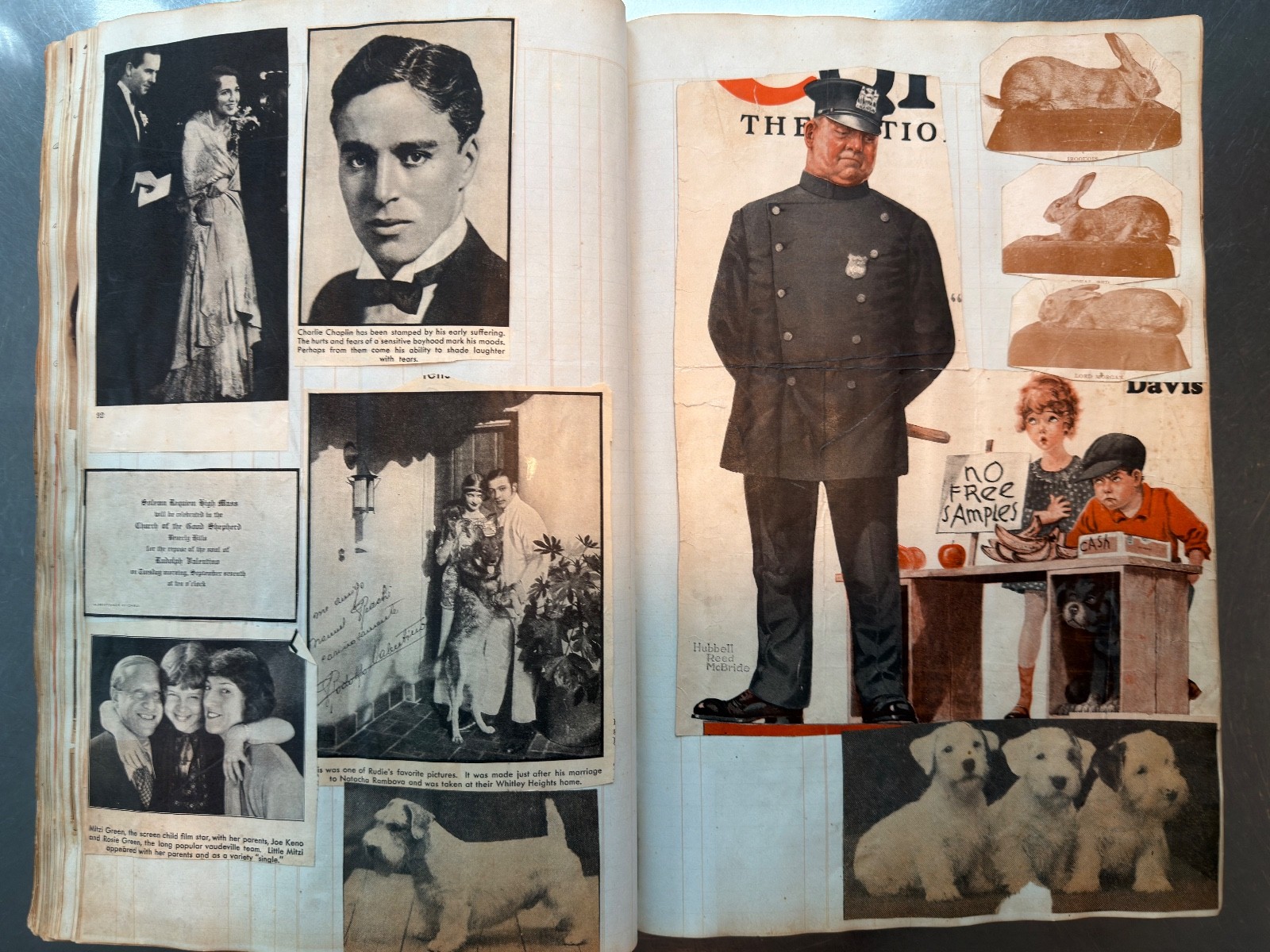 Large Newspaper Clipping Scrapbook NY/NJ 1920s-30s on 1840s Leatherbound Ledger