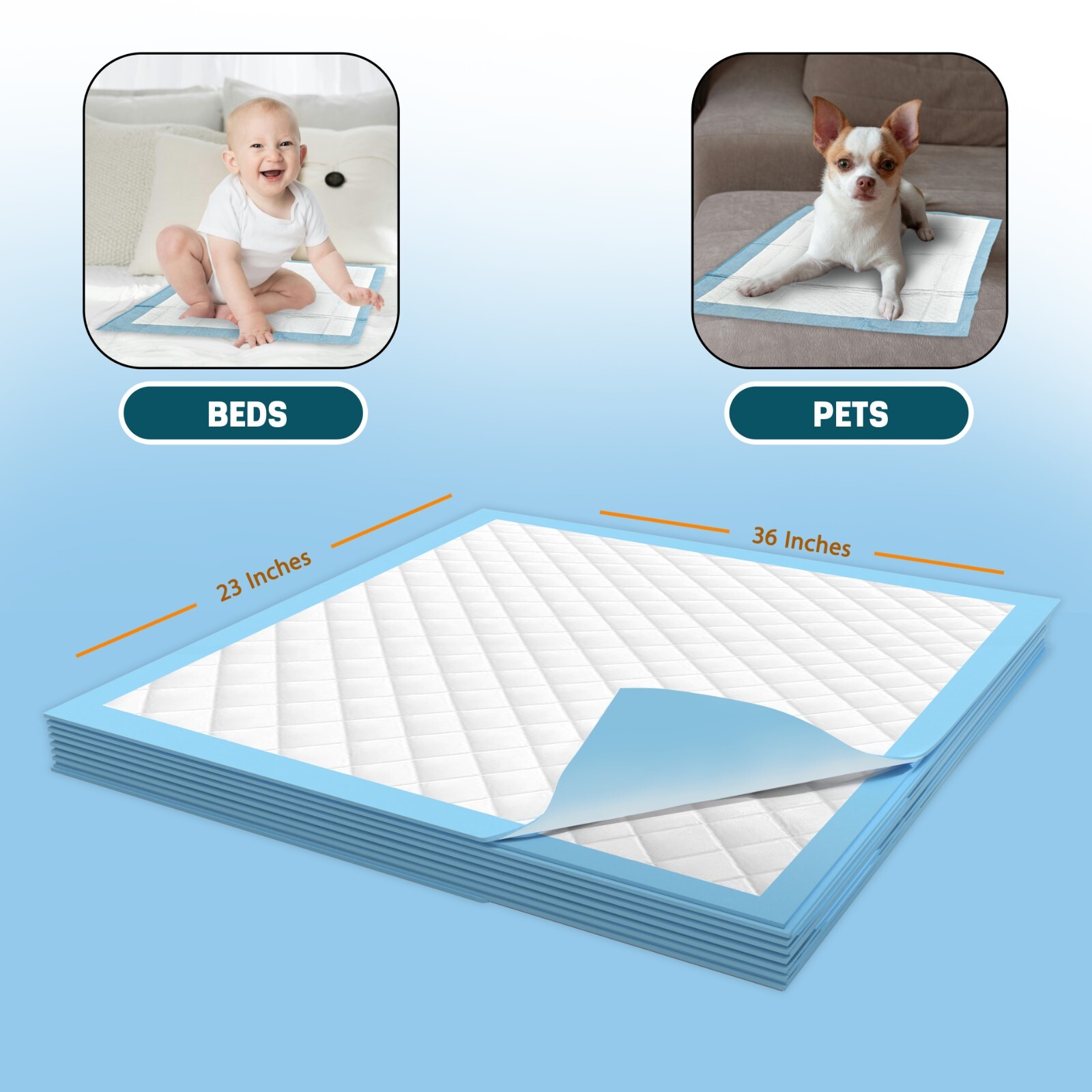 Disposable Underpads 23'' X 36'' Pee Pad ULTRA Absorbent Bed Incontinence Covers