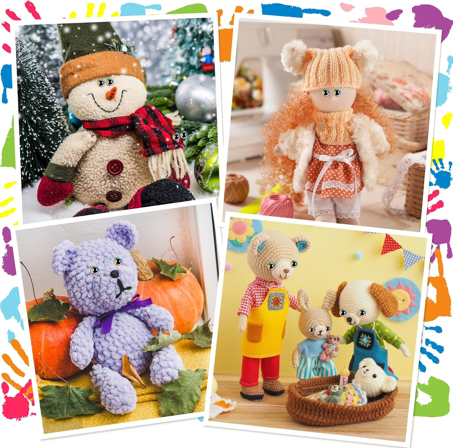 160Pcs Rainbow Glitter Safety Eyes for Amigurumi Large Plastic Eye for Stuffed A