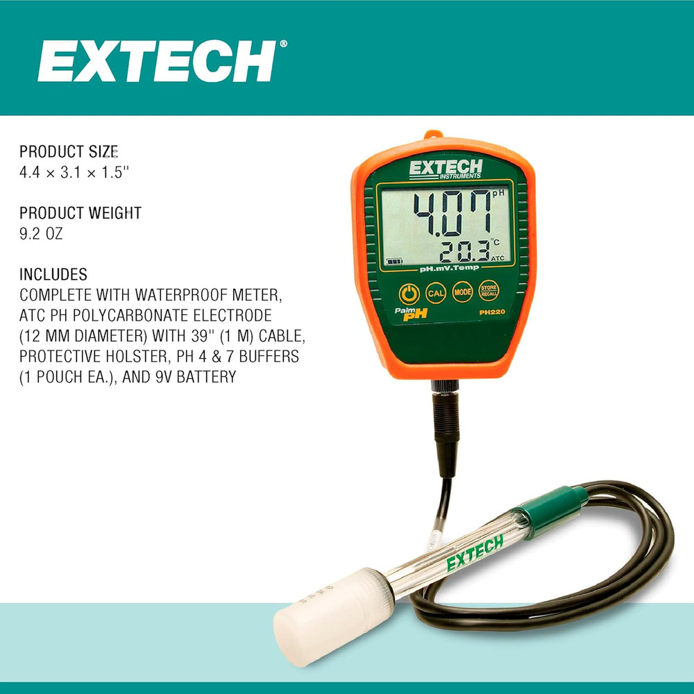 PH220-C Waterproof Palm Ph Meter with Cabled Electrode