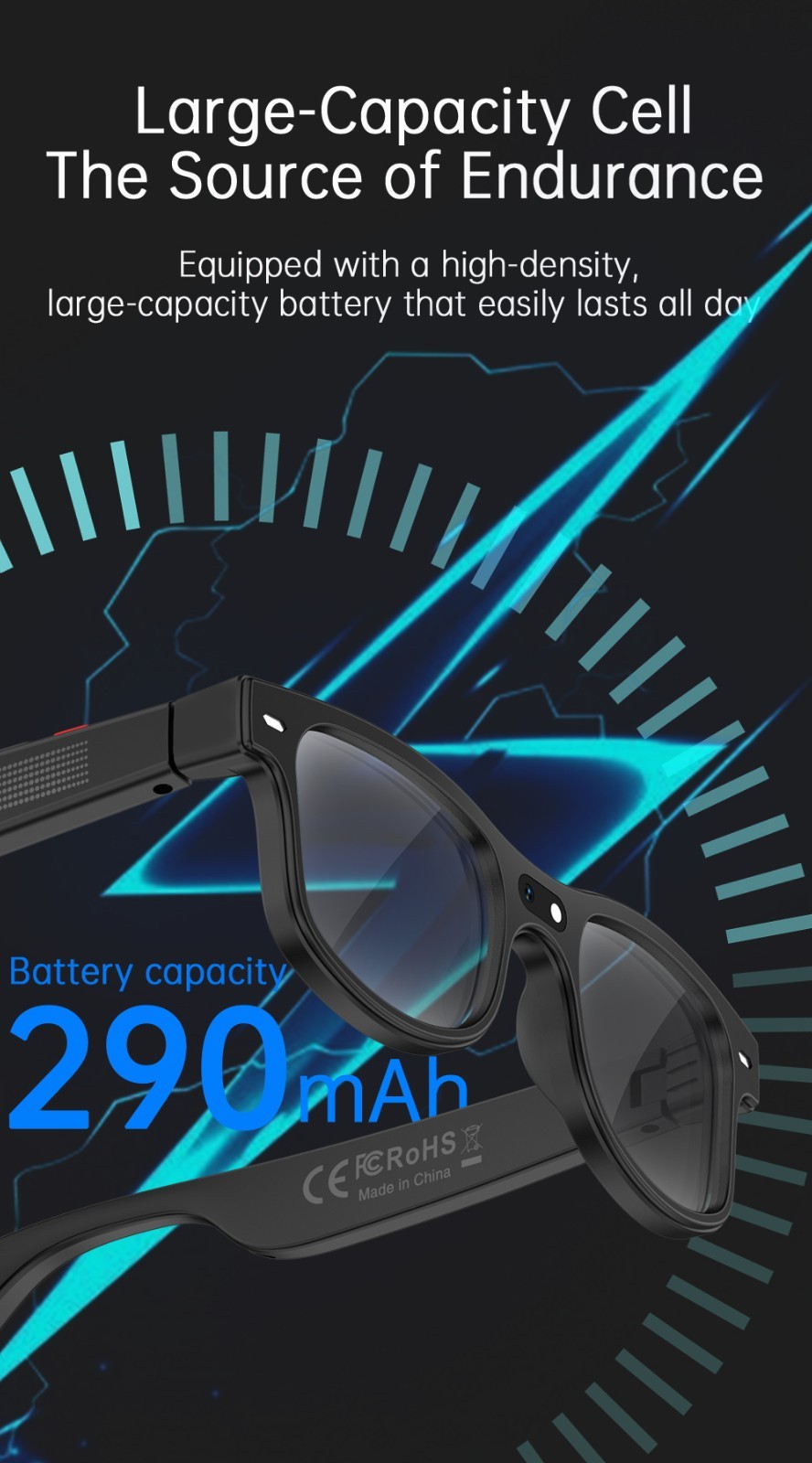 AI Smart Glasses with Interchangeable Lenses HD Camera Bluetooth for iOS Android