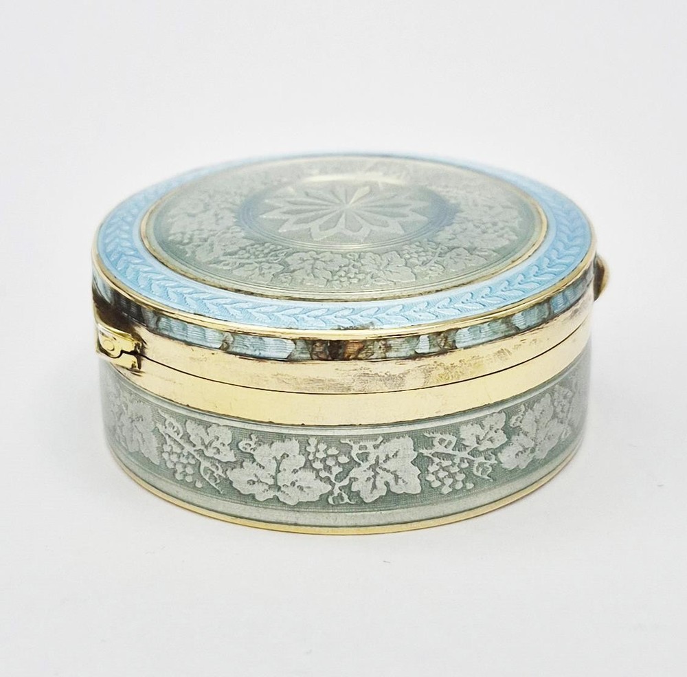 FINE AUSTRO-HUNGARIAN SOLID SILVER GUILLOCHE ENAMEL BOX c1910 GEORG ADAM SCHEID