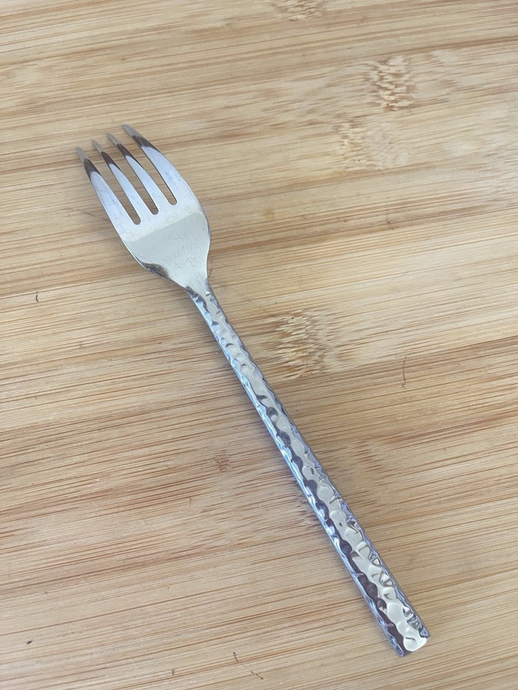 Ornative Glossy Stainless HAMMERED Flat Tip SALAD FORK 7"