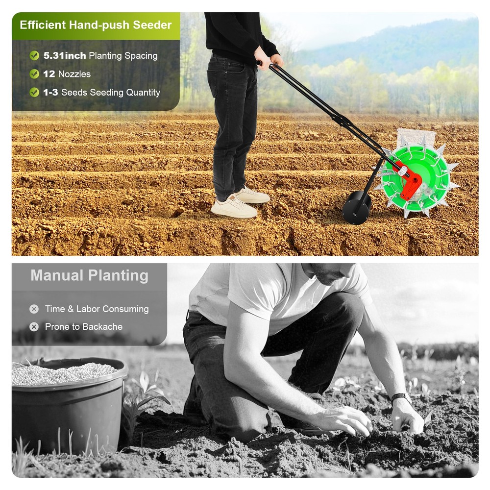 Hand-push Roller Seeder Peanut Corn Fertilizer Applicator Manual Seeding Tool