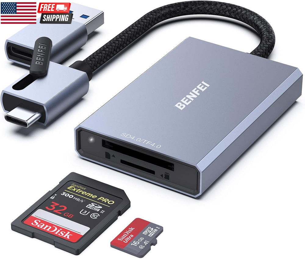 SD 4.0 Card Reader, USB-C/USB-A 2-In-1 Memory Card Reader, for SDXC, SDHC, SD, M