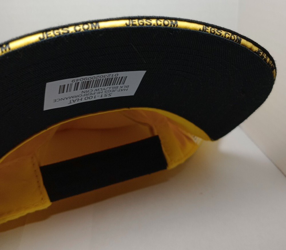 JEGS High Performance Yellow Cap with Black Bill Hook & Loop Strap JEGS.com Logo