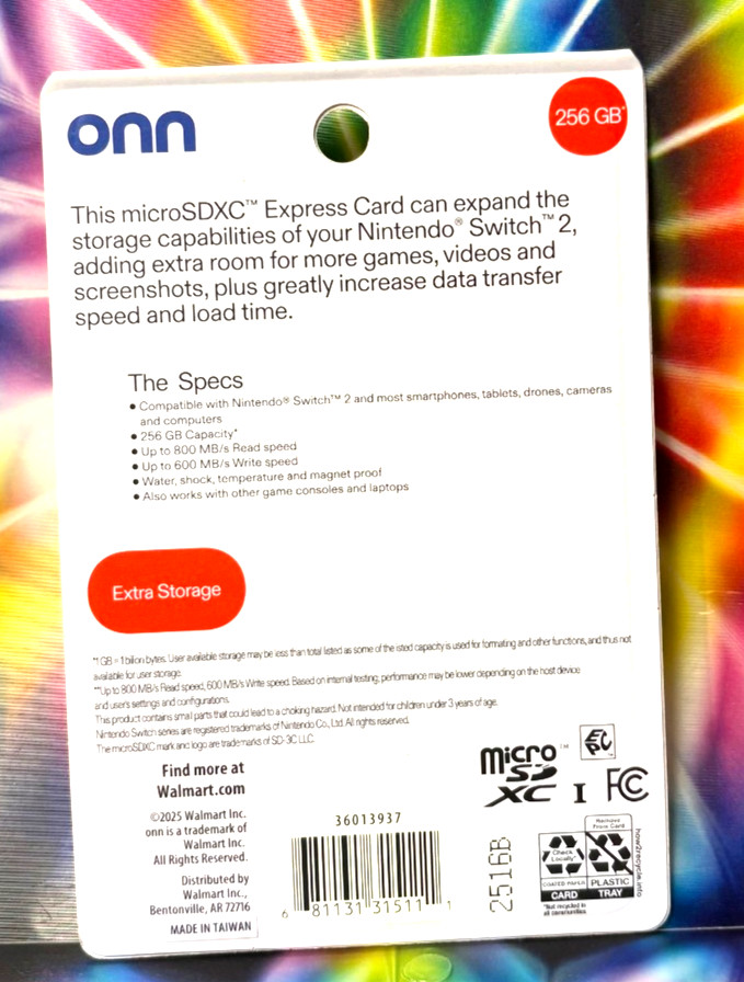 ONN Micro SDXC EXPRESS CARD 256GB Compatible with Nintendo Switch 2