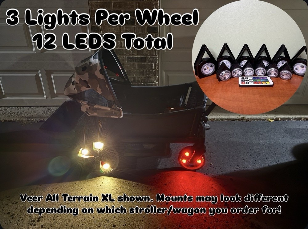 LED Wheel Lights for VEER SWITCH&ROLL STROLLER, Remote, Waterproff, Easy Install