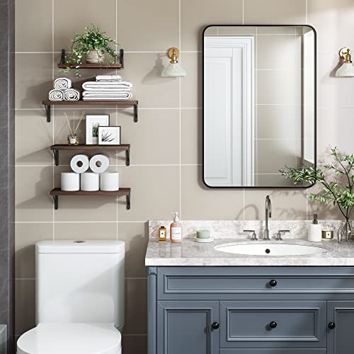 Floating Shelves for Wall, Different Sizes Dark Carbonized Wall Shelves Brown