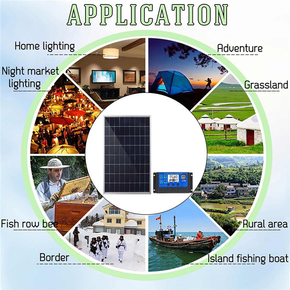 4PCS Solar Panel 12V Solar Battery Trickle Charger 100A W/ Controller Maintainer