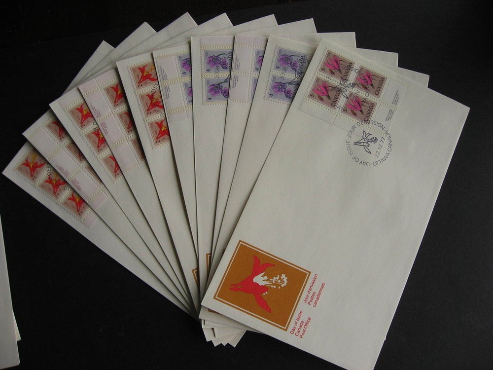 CANADA 50 different 1970s FDC (first day covers) Blocks, MS Plate Blocks, HV etc