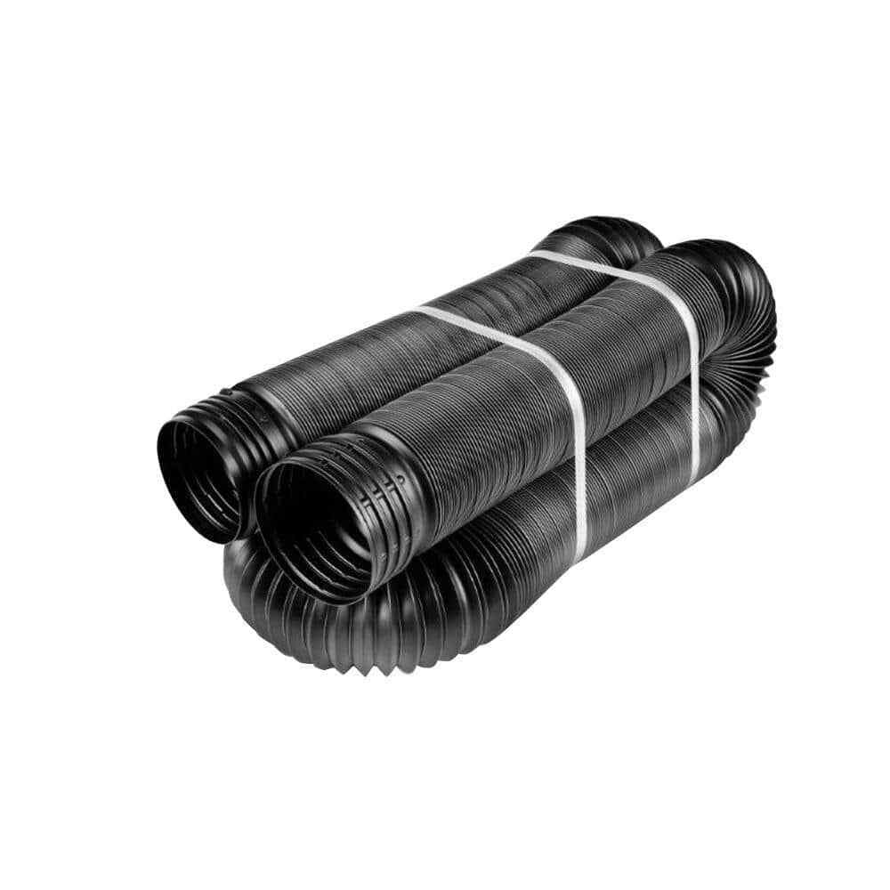 Black Copolymer Solid Drain Pipe 4 in. x 50 ft. Corrugated Flexible Expandable