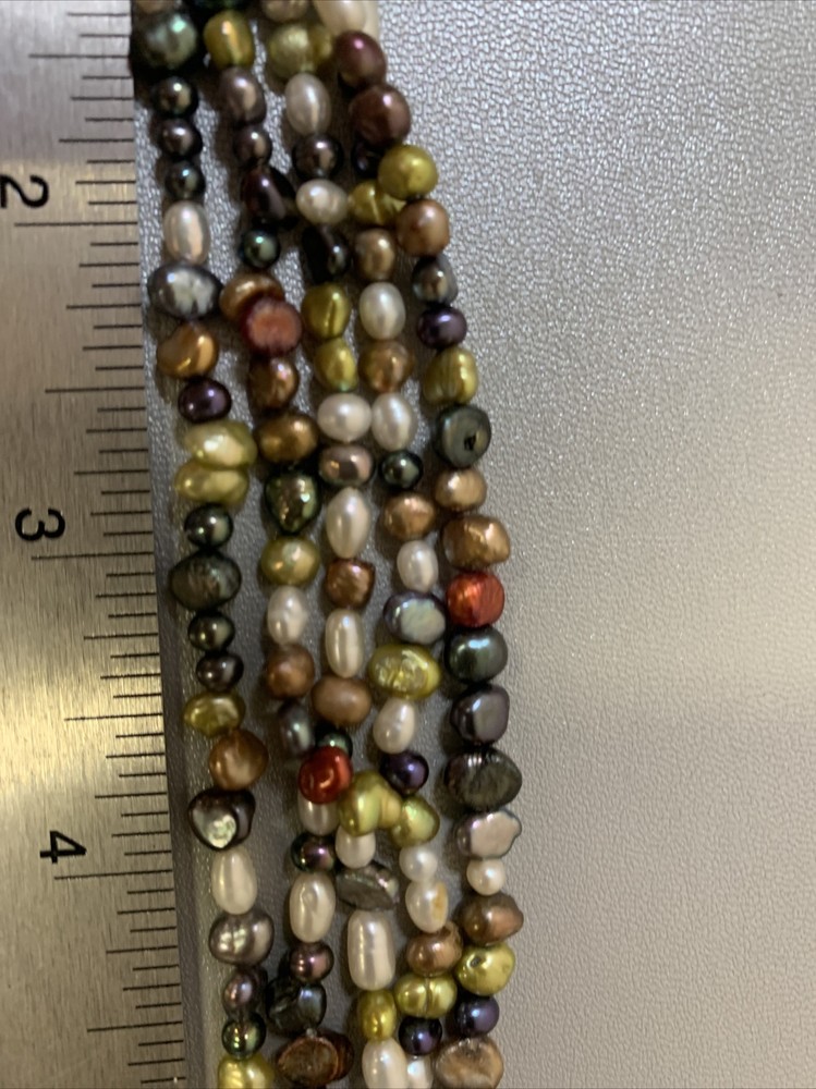Bracelet Seed Bead Multi Color Silver Tone
