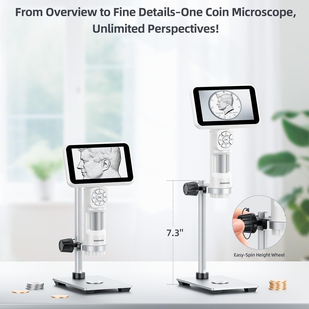 Digital Microscope, 5" 1080P Coin Microscope Camera for Error Coin with 7.3" ...