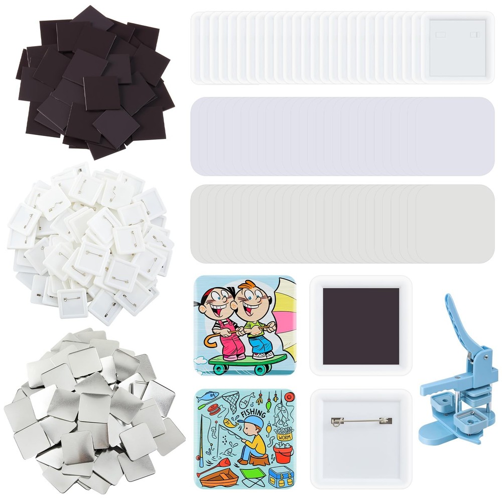 Wavwavw 100 Sets 50mm/1.97 Inch Square Button Maker Square, multicolor