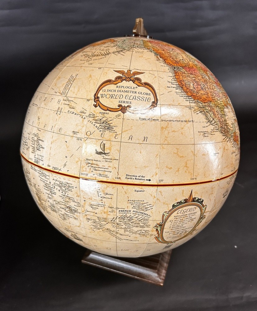 Replogle World Classic 12” Raised Relief Globe with Wood Base