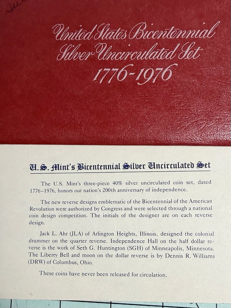 1976 Bicentennial (3 pc. Set) Beautiful Set! 40 % Silver Uncirculated!
