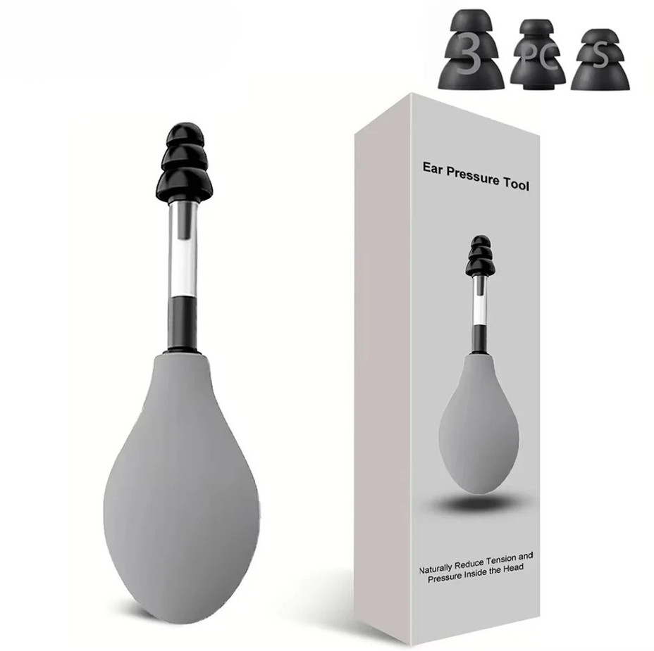 Portable Ear Pressure Relief Tool Suction Device with 3 Size Earplugs