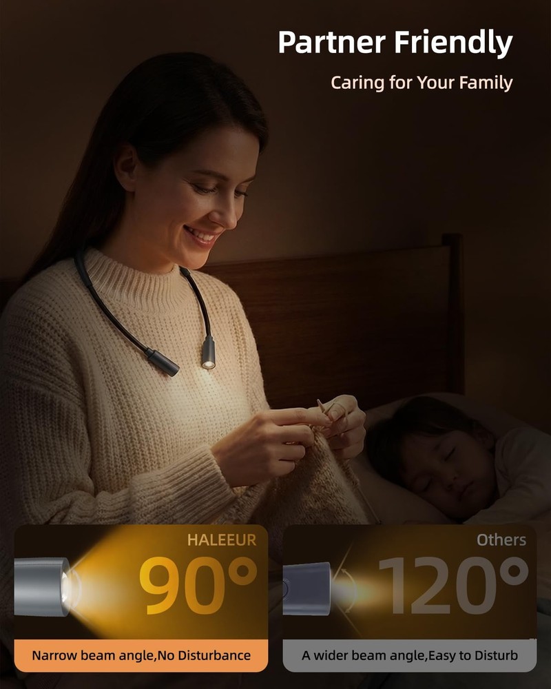 Rechargeable Book Light,3 Colors and Brightness Adjustable Reading Light,Bend...