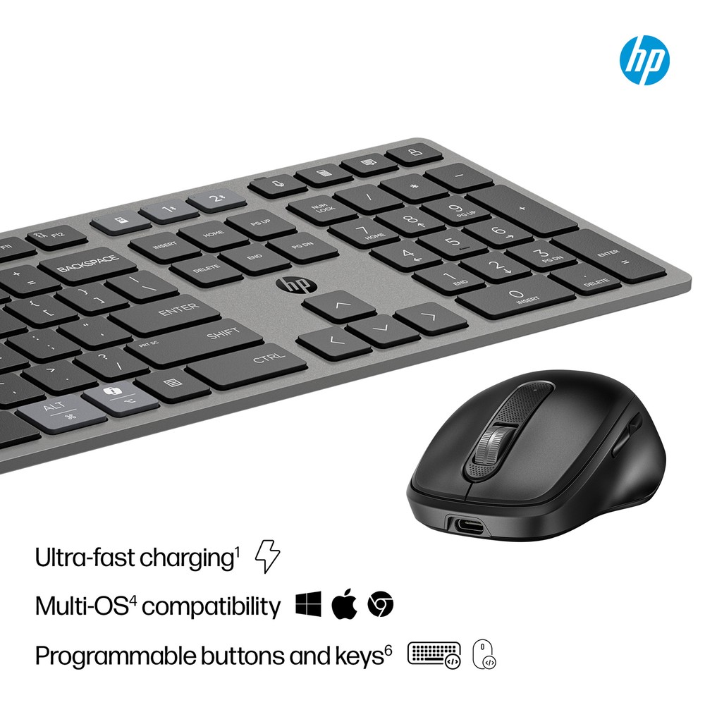 HP 725 Multi-Device Rechargeable Wireless Keyboard and Mouse Combo