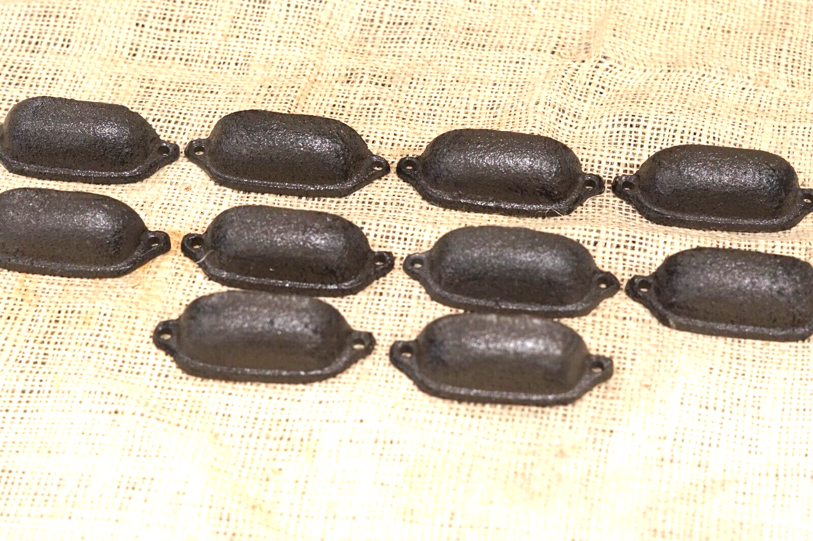 10 CAST IRON BROWN 3" ORNATE PULLS DRAWER CABINET BIN HANDLES RUSTIC VINTAGE