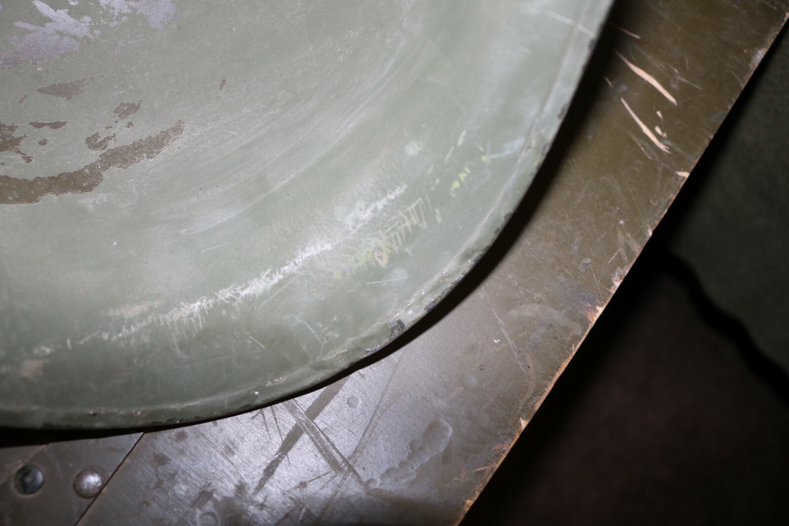 Grade B+ USGI M1 helmet rear seam swivel bale WWII - 1970s