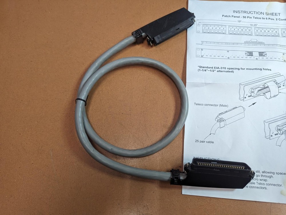 Patch Panel 50 Pin Telco to 6 Pos. 2 Cont Jack 22-Port Patch Panel E340029