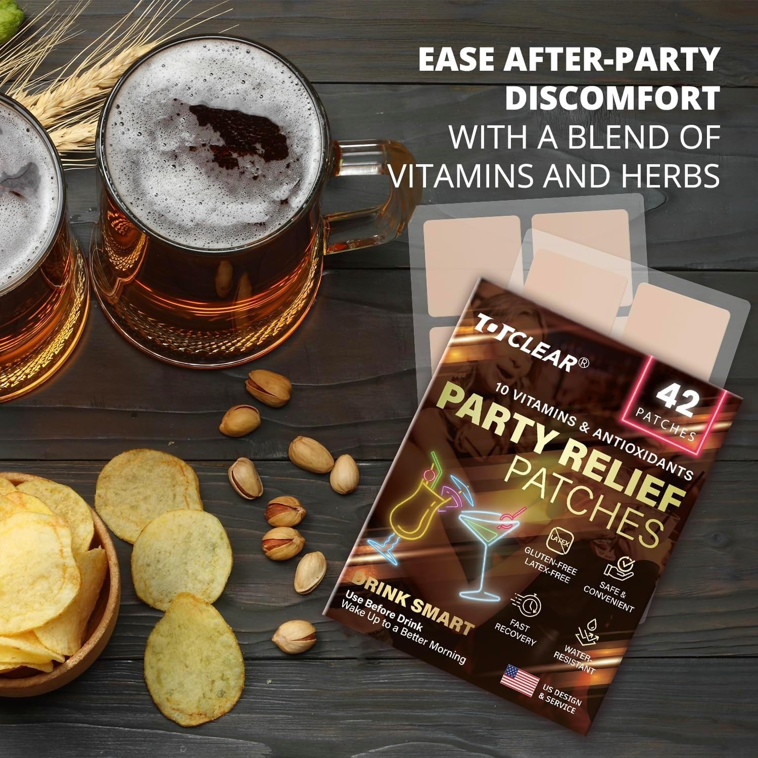 Party Relief Patches - Use Before Drinking - Fast Recovery 42 patches Exp 8/26