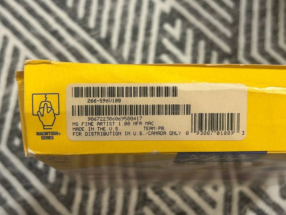 Microsoft Fine Artist Macintosh Software Boxed Promo Sample Missing Disk 1