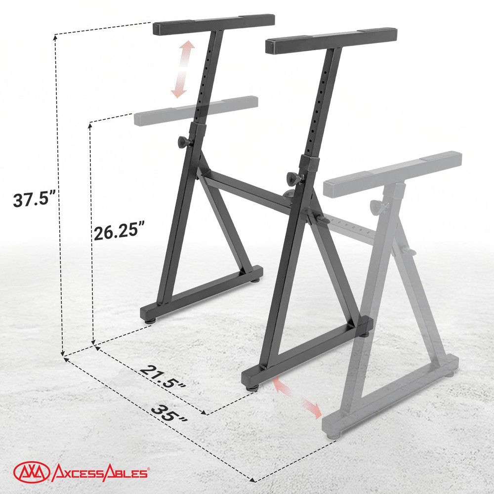 AxcessAbles Adjustable Piano Keyboard Stand and DJ Controller Desk – Black