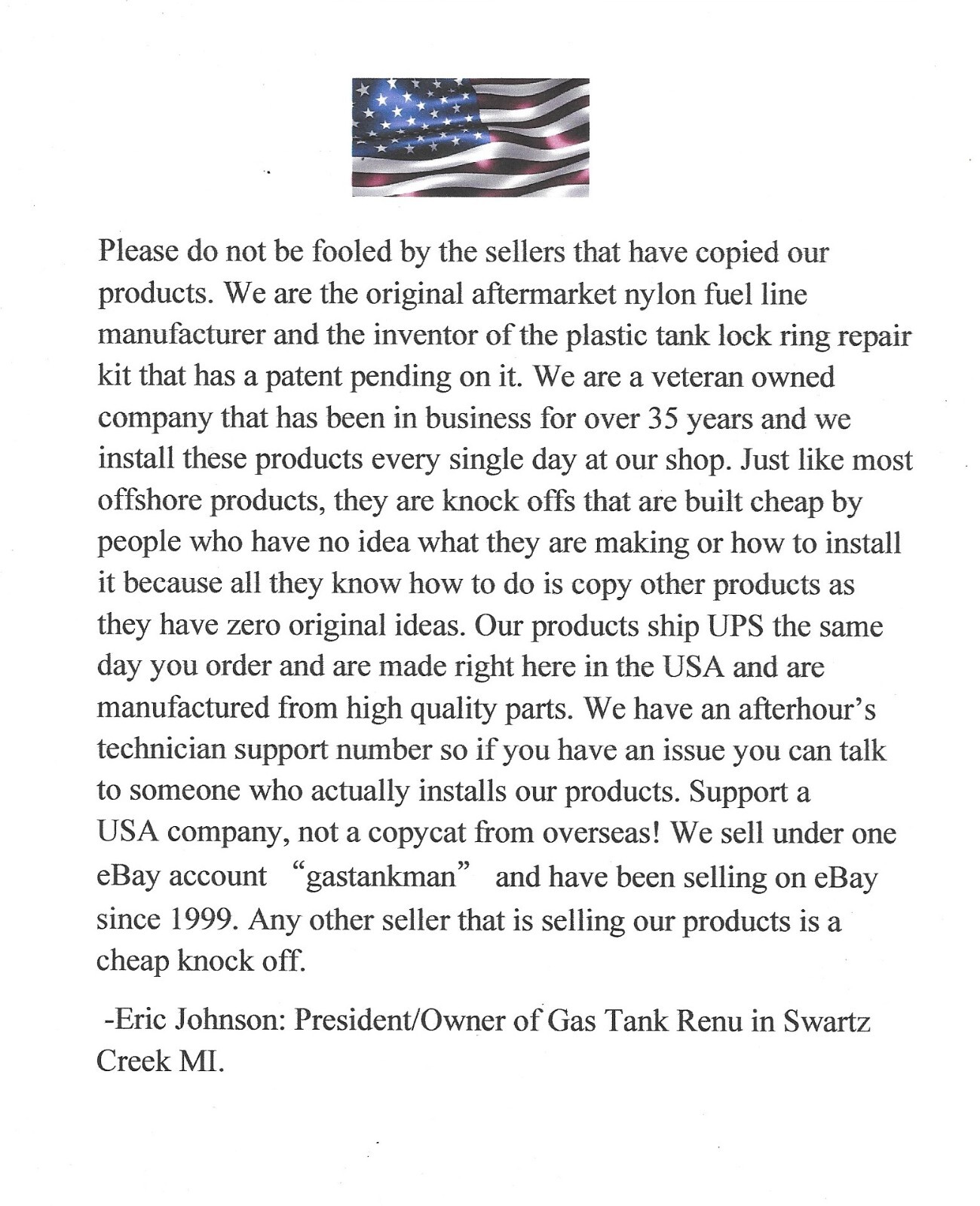 GM PLASTIC GAS TANK LOCK RING REPAIR #TR14-R & #TR19-R