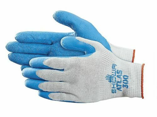 SHOWA ATLAS FIT 300 NATURAL RUBBER PALM WORK GLOVES BLUE (SM-XL)