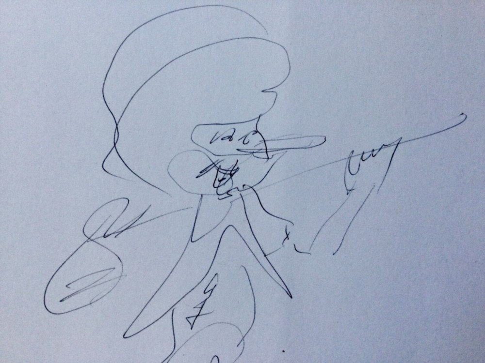 FATS DOMINO 1928-2017 rare hand drawn sketch signed.