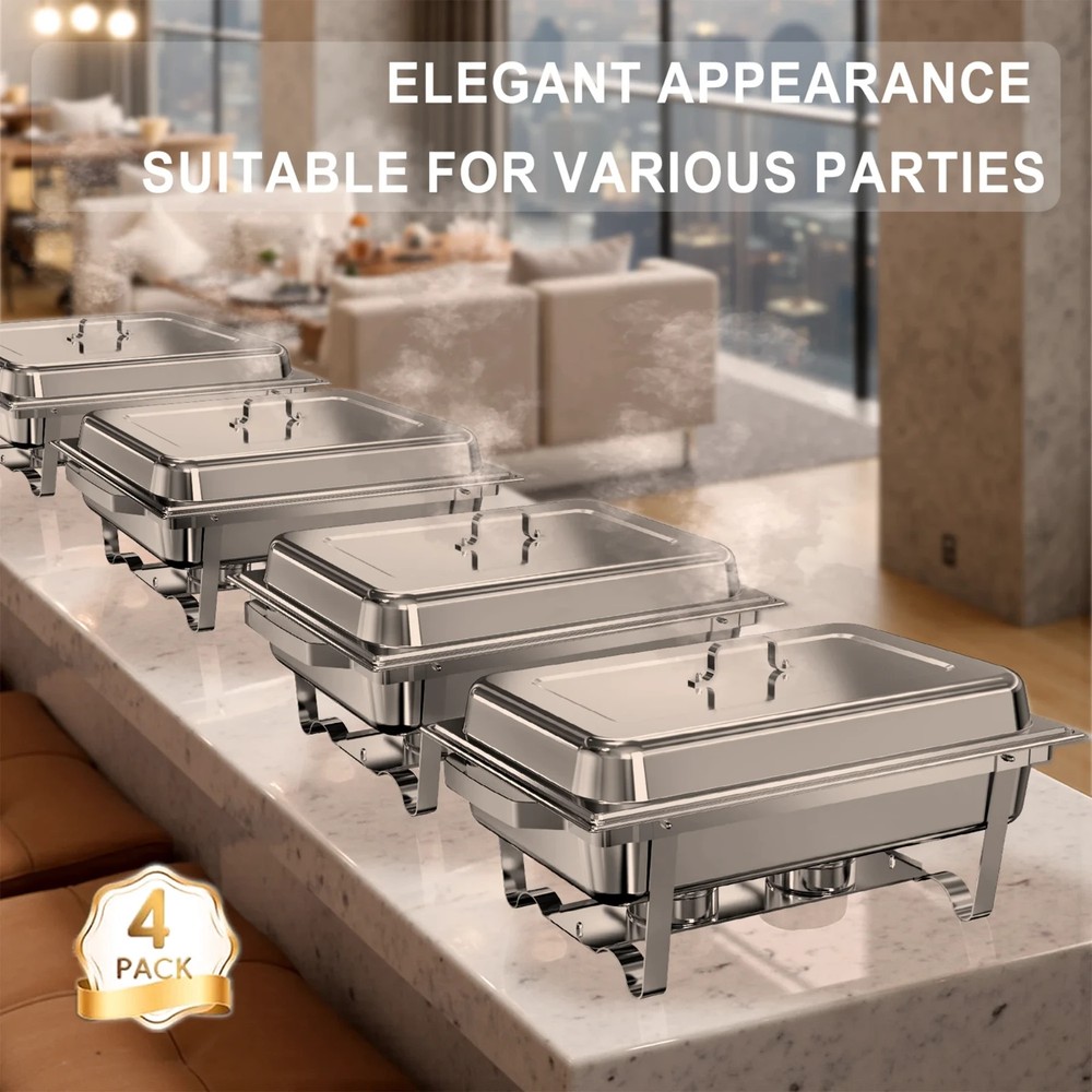 13QT Chafing Dish Buffet Set Rectangular Stainless Steel Buffet Catering Party