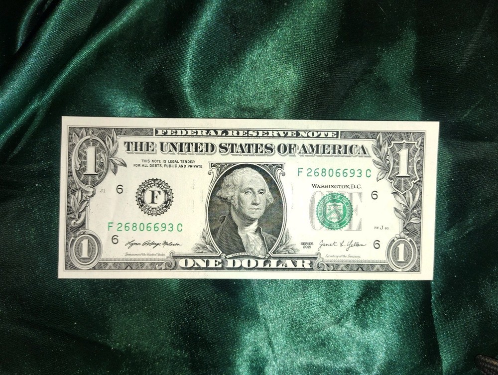 2021 $1 Dollar Bill Misaligned Off Center Cut Error Ink Error Face Distorted