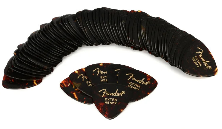 Fender 346 Shape Classic Celluloid Picks - Extra Heavy Tortoise Shell 72-pack