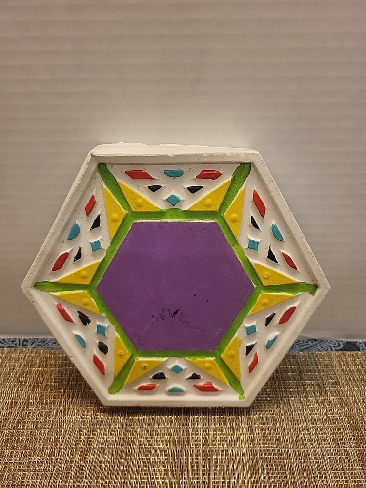 Handmade Hand Painted Coloful Hexagon Trivet