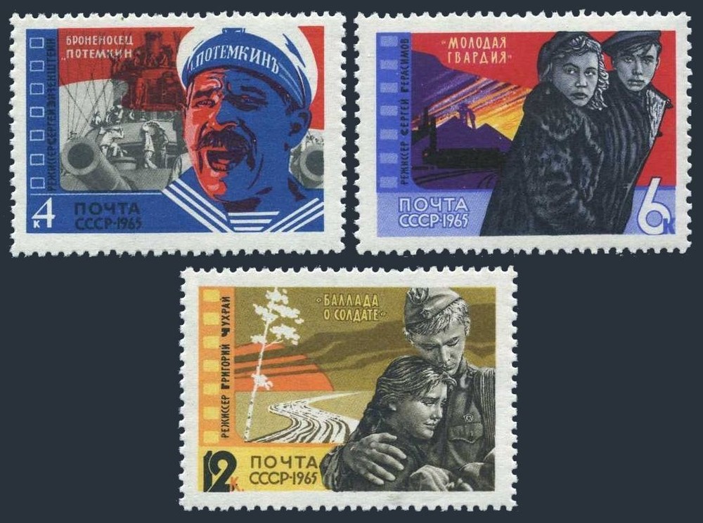 Russia 3095-3097, MNH. Michel 3120-3122. Scenes from Films. 1965.