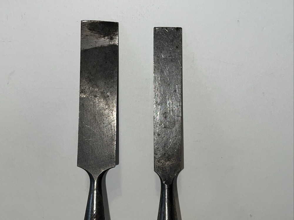 Vintage 2-Beveled Edge Socket Chisel 3/4" & 1" Unbranded