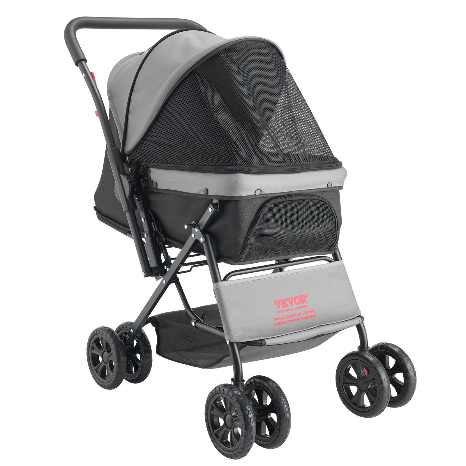 VEVOR Pet Stroller Foldable 4 Wheels Travel Dog Stroller Reversible Handle