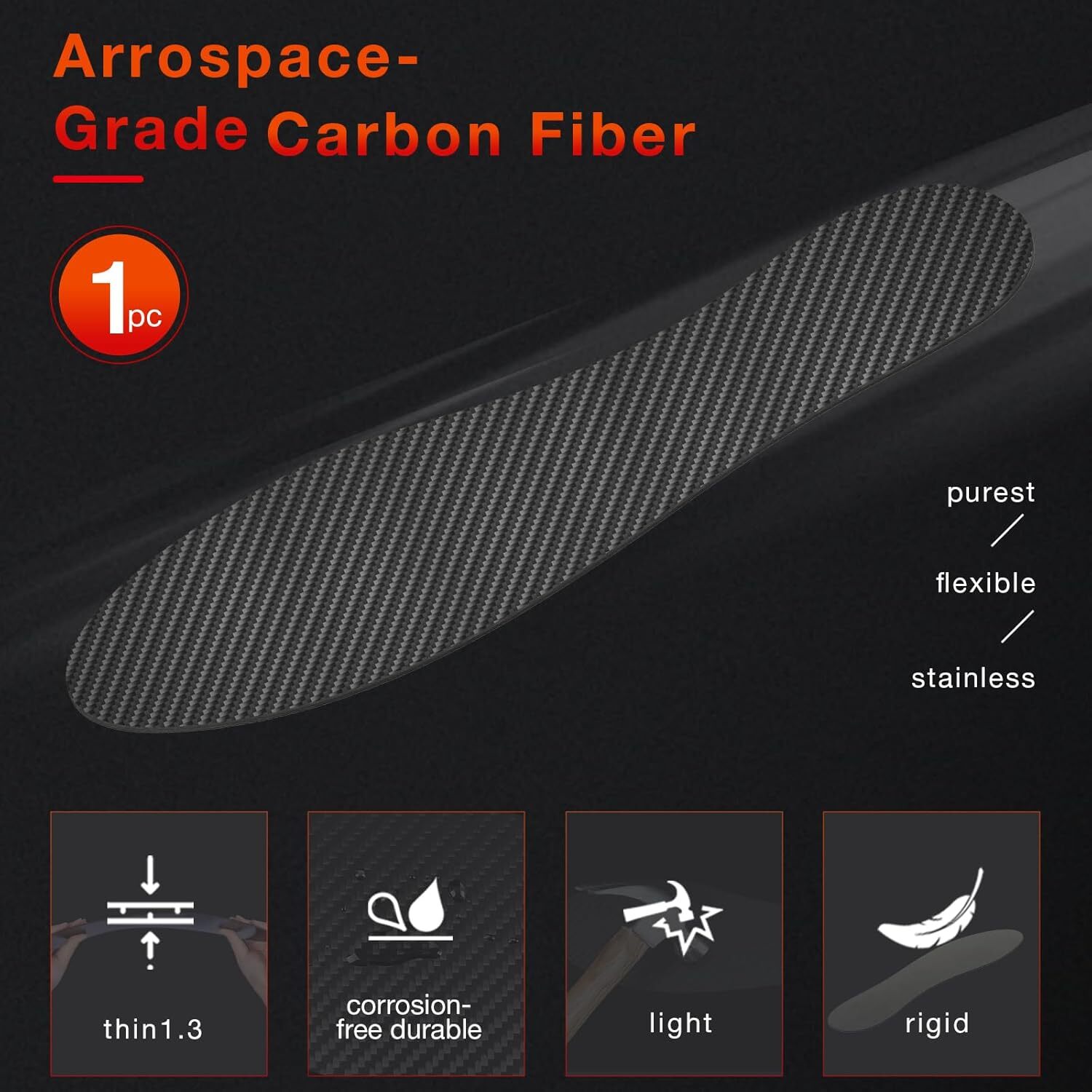 ARRIS Carbon Fiber Insole, Carbon Fiber Foot Plate for Turf Toe, Foot Fractures