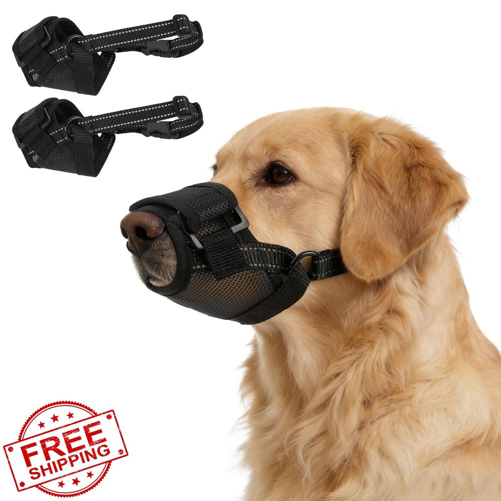 PURRLIA 2 Pack Dog Muzzle Small Medium Large Breathable Drinkable Adjustable M