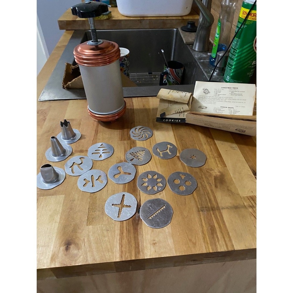 Mirro Cookie Pastry Press Complete Original Box Mid Century Baking Set