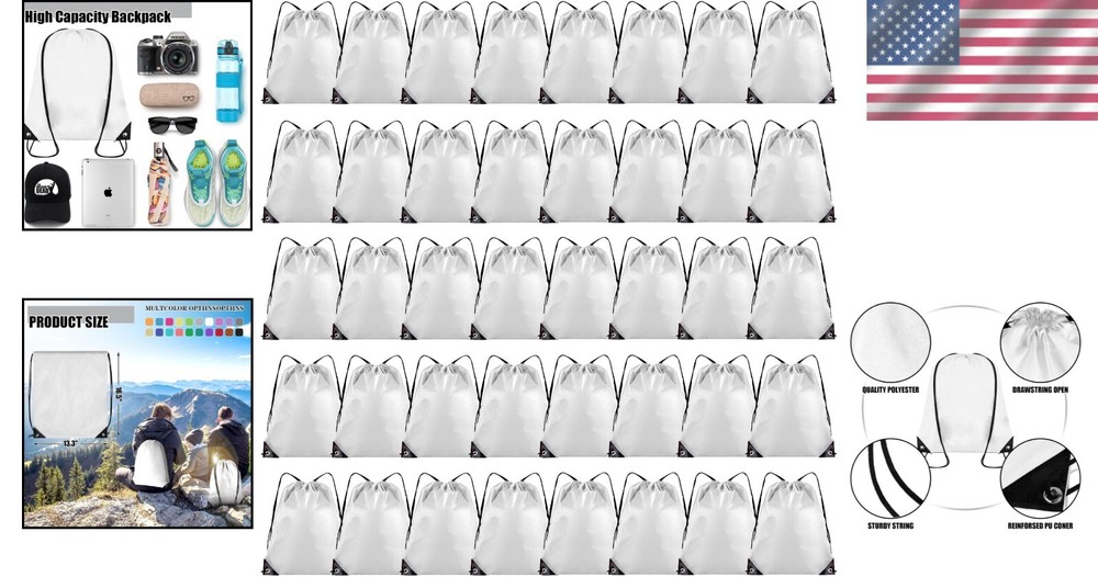Customizable 40-Pack Drawstring Backpacks - Perfect for Team & Party Events