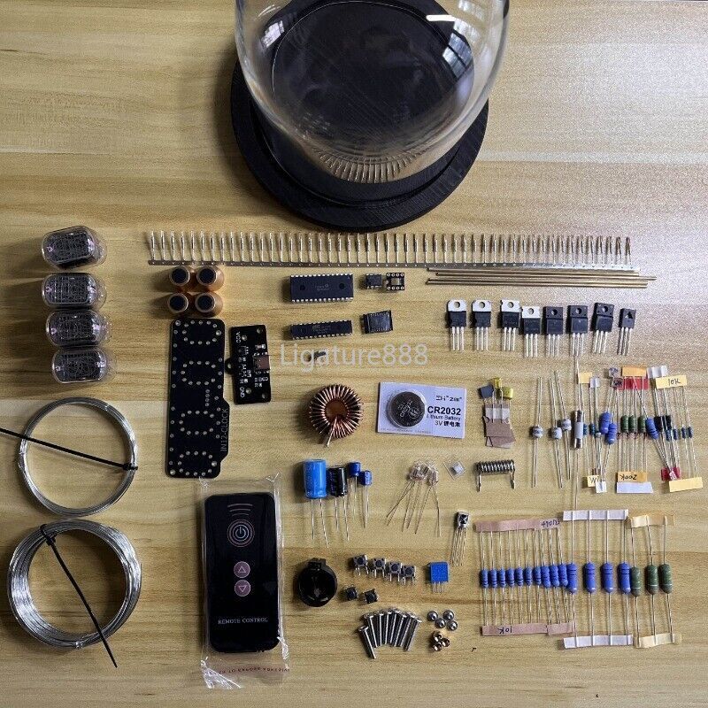 Classic Vintage IN-12 Nixie Tube Clock Kit DIY Unassembled w/ Glass Case Remote